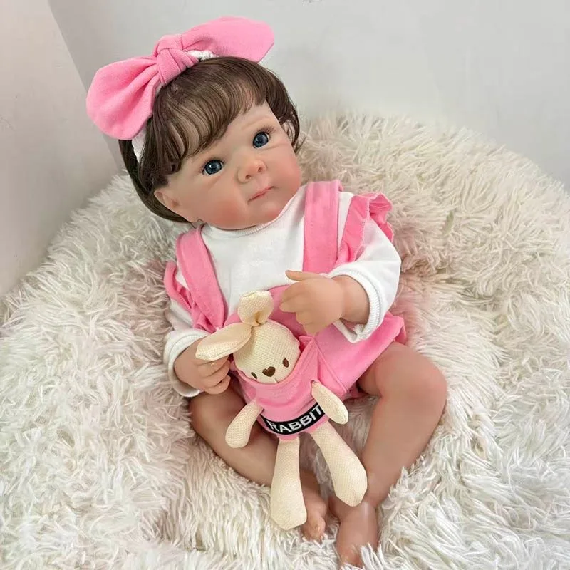 48cm Reborn Baby Bettie Doll Newborn Doll Cute Girl with Hand Root Hair Bathing Toy