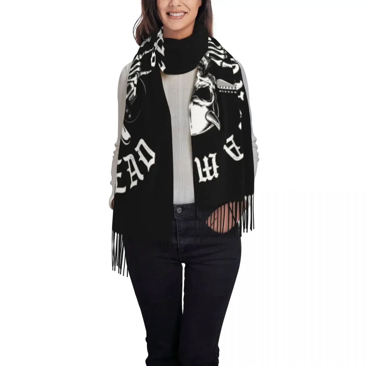 Heavy  Rock Skull Gift Tassel Scarf Women Soft Shawls Wraps Female Winter Fall Scarves