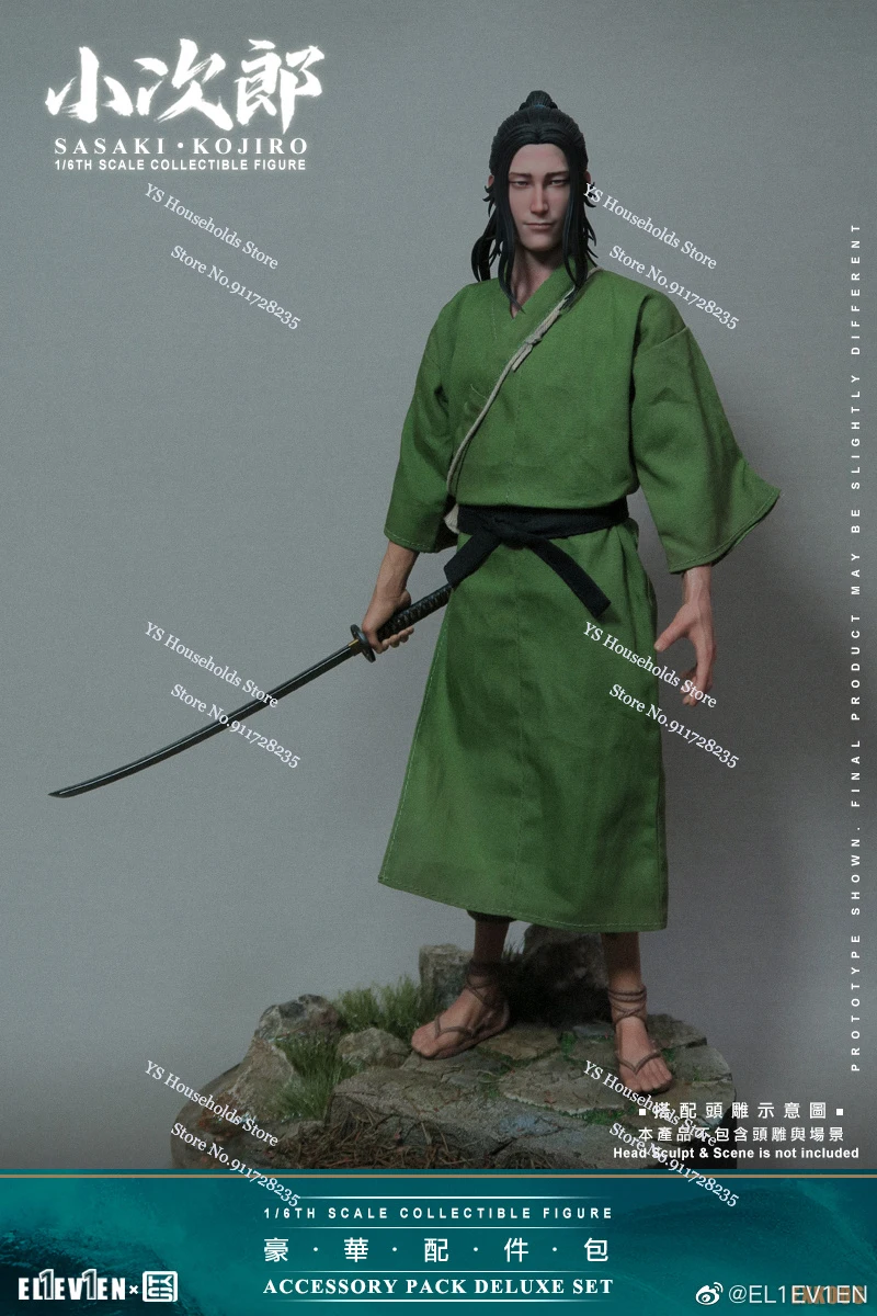 Eleven X kai studio 1/6 Movable Sasaki Kojiro Japanese Samuari Action Figure Mini Hand Model Accessory 12" Figurine Collection