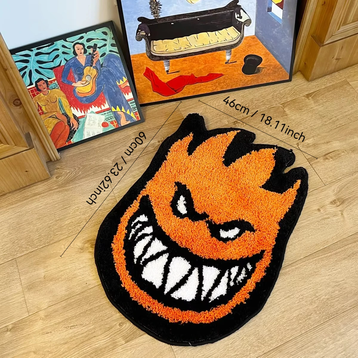 Skate Fire Demon Tufted Carpet Fluffy Area Rug for Cool Aesthetic Bedroom Home Decor