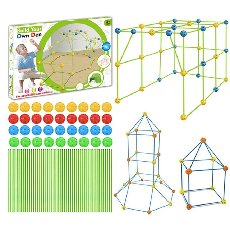 Kids DIY Construction Forts Toys Building Kits Castles Tunnels Assemble Tents Kit Play House Toys For Children Gifts