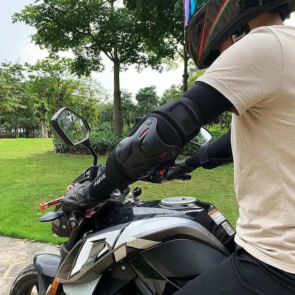 1 Paar Knieorthese Ellenbogenschutzpolster Stoßdämpfung Warm halten Motorrad Knie Ellenbogenschützer Sicherheitsschutz für Outdoor-Sportarten – Detail 4