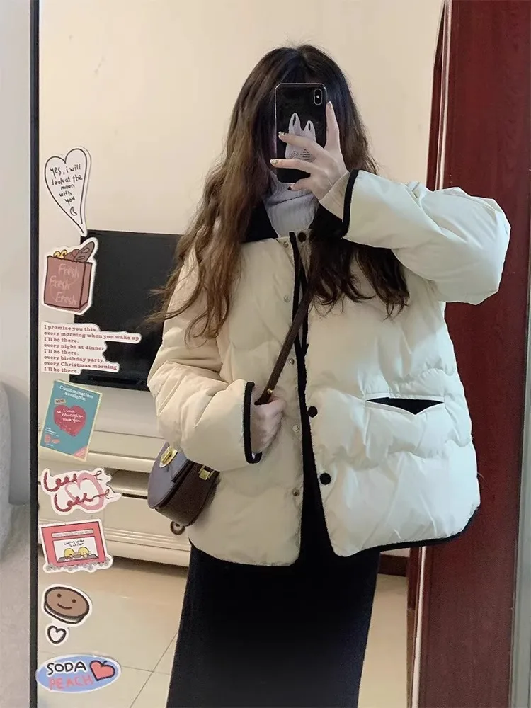 

Корейская утепленная зимняя хлопковая куртка-пуховик для женщин, стеганое пальто, теплая элегантная женская верхняя одежда