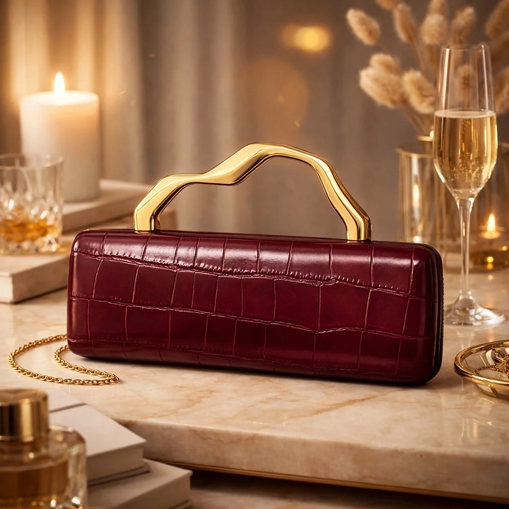 

Golden Handle Alligator Pattern Handbag Women High Texture Leather Rectangular Bag Evening Wedding Party Purse Clutch