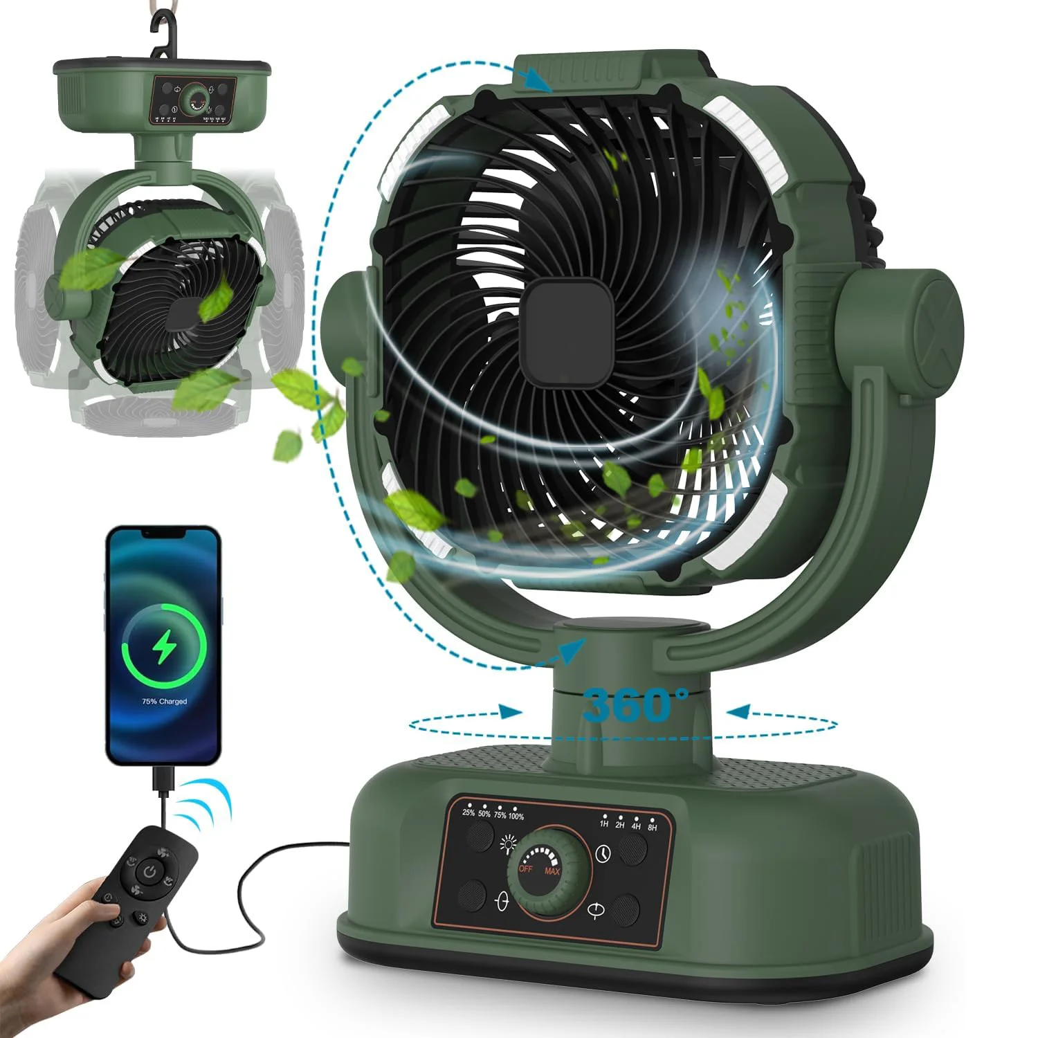 

20000mAh Camping Fan with Led Lamp Battery Operated Table Outdoor Usb Small Fan Mini Rechargeable Portable Fan with Remote