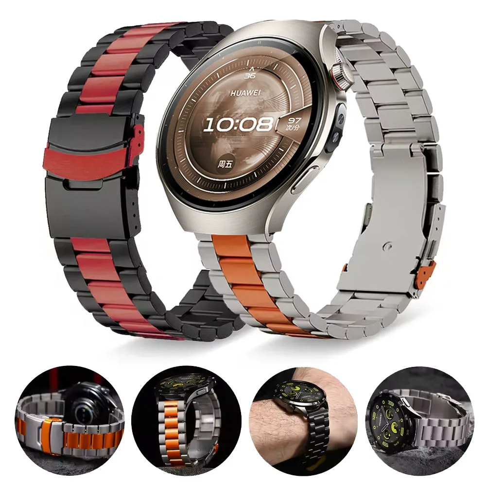 Correa de Metal de 22mm para Huawei Watch 5 4 3/GT5/3Pro, pulsera de acero inoxidable de 46mm para Huawei Watch GT 4 3 2 46mm/GT2E/GT2 Pro