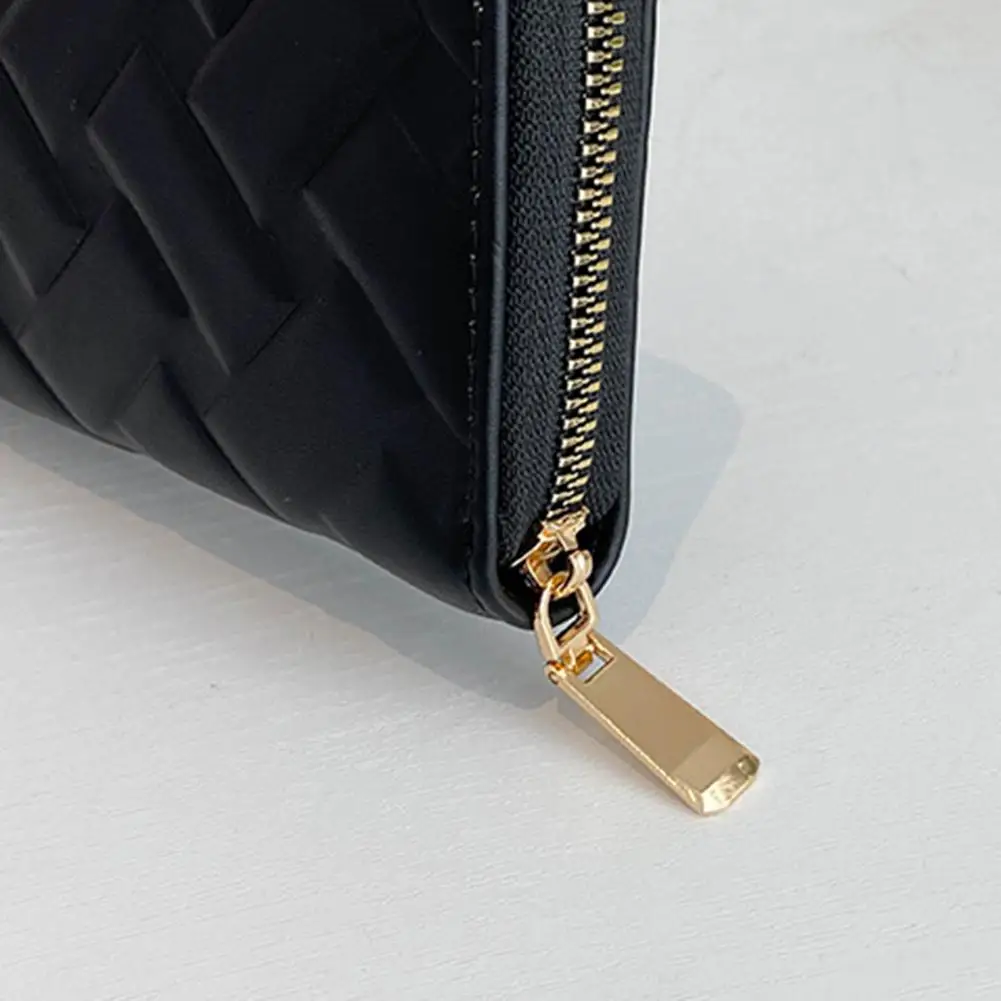 Women Wallet with Zipper Closure Vintage Solid Color Faux Leather Women's Zip Around Wallet Long Card Holder Clutch Bag for Cash
