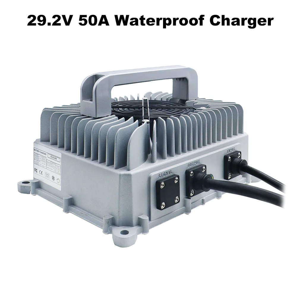 

Waterproof 29.2V 50A LiFePO4 Outdoor Battery Fast Charger 24V 50A Iron Phosphate LFP Tour RV Boat Forklift Smart Charger