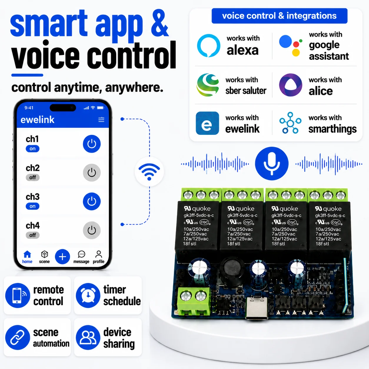 4CH Smart Wifi Switch Smart Relay Module DC 5V 12V 24V 48V Wireless Switch Timer Phone Remote Control For EWeLink Google Home