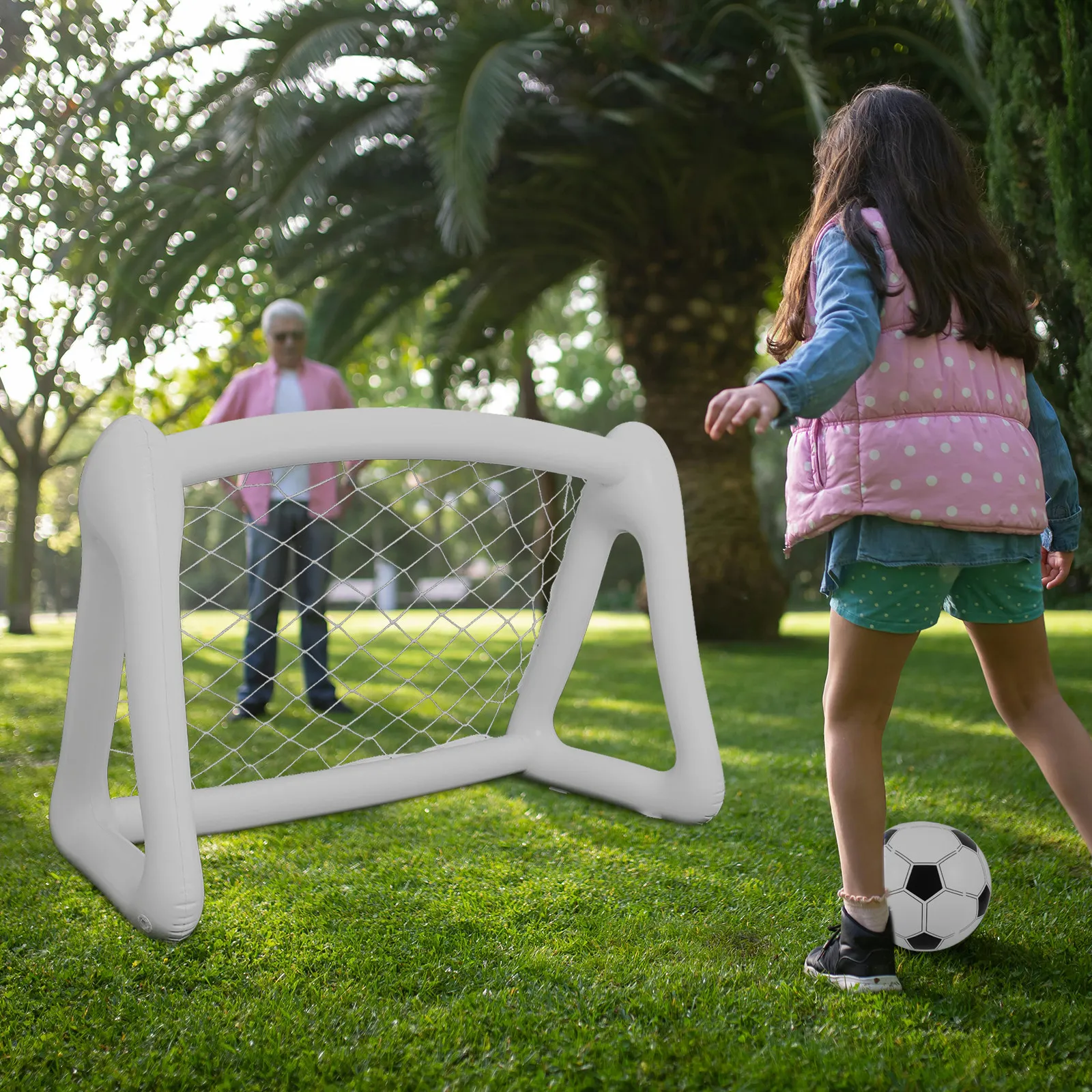 Kids Outdoor Inflatable - 1세트 휴대용 접이식 어린이 축구 골대,