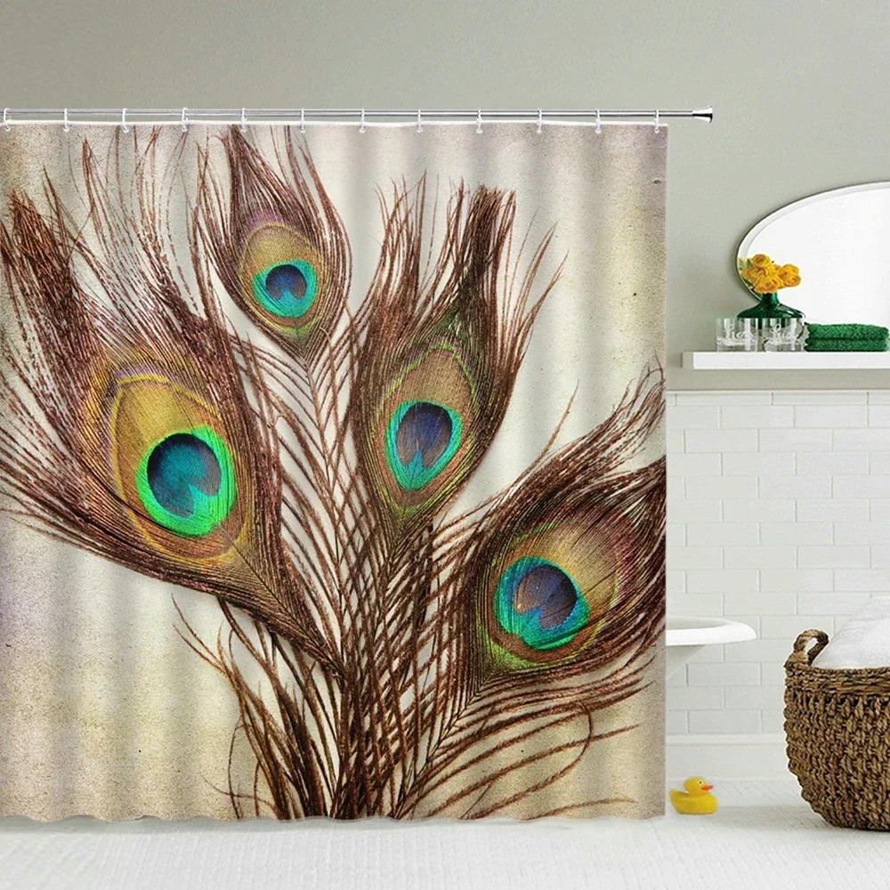 Waterproof Shower Curtains Colorful Birds Feather 3d Bathroom Curtain Decoration Polyester Cloth With Hooks 180*200 Bath Screen