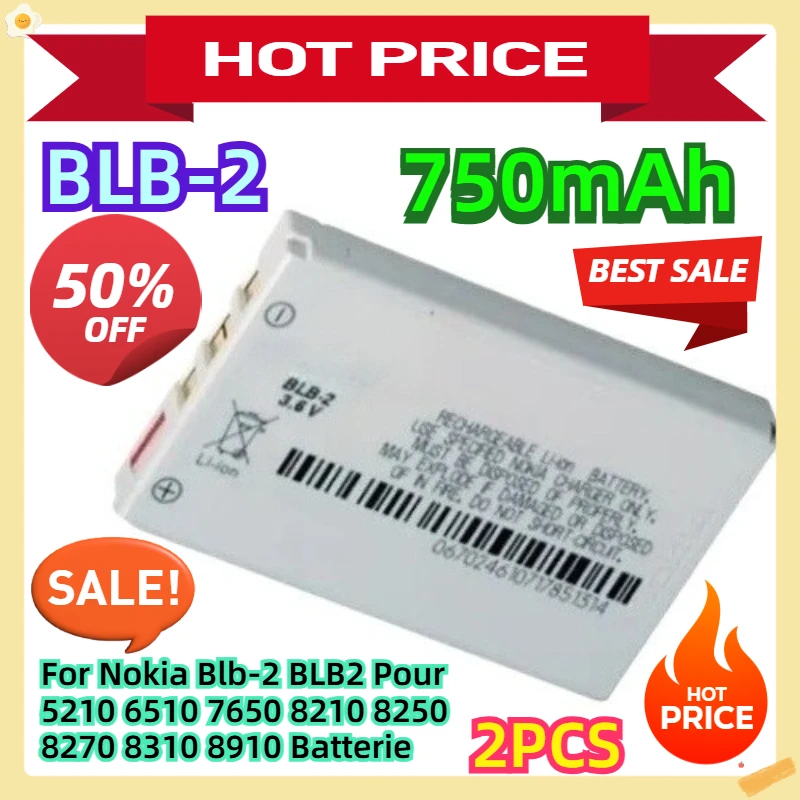 

For Nokia Blb-2 BLB2 Pour 5210 6510 7650 8210 8250 8270 8310 8910 Batterie 2pcs