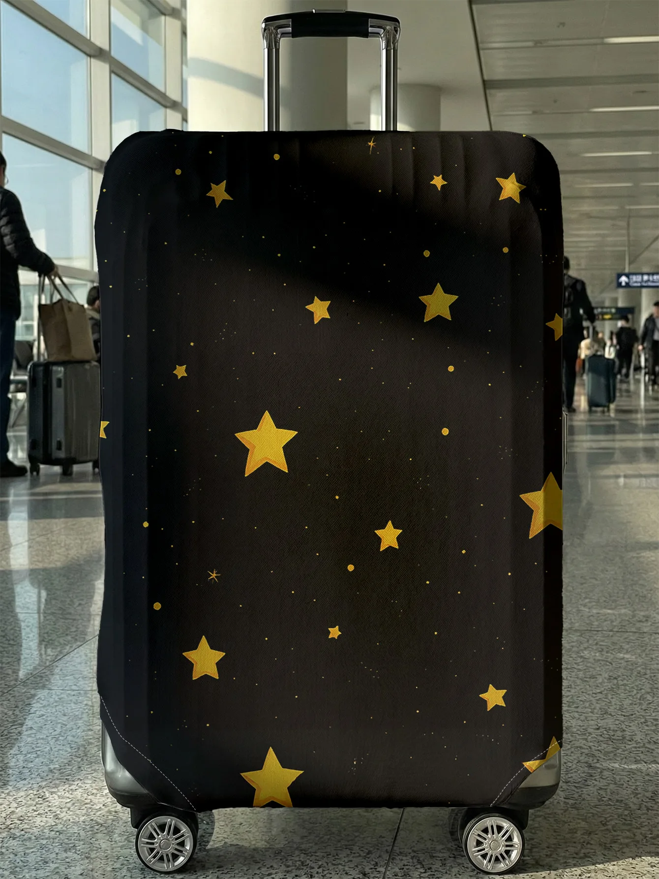 

Black Base Gold Star Full Print Luggage Cover, Suitable for 18-32 Inch Luggage Cover, Luggage Handle Glove, Travel Accessories