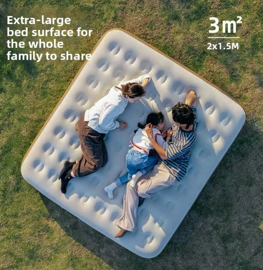 

Foldable Modern Air Bed Twin Full King Size PVC Inflatable Mattress with Built Pump Flocking Camping Outdoor Indoor
