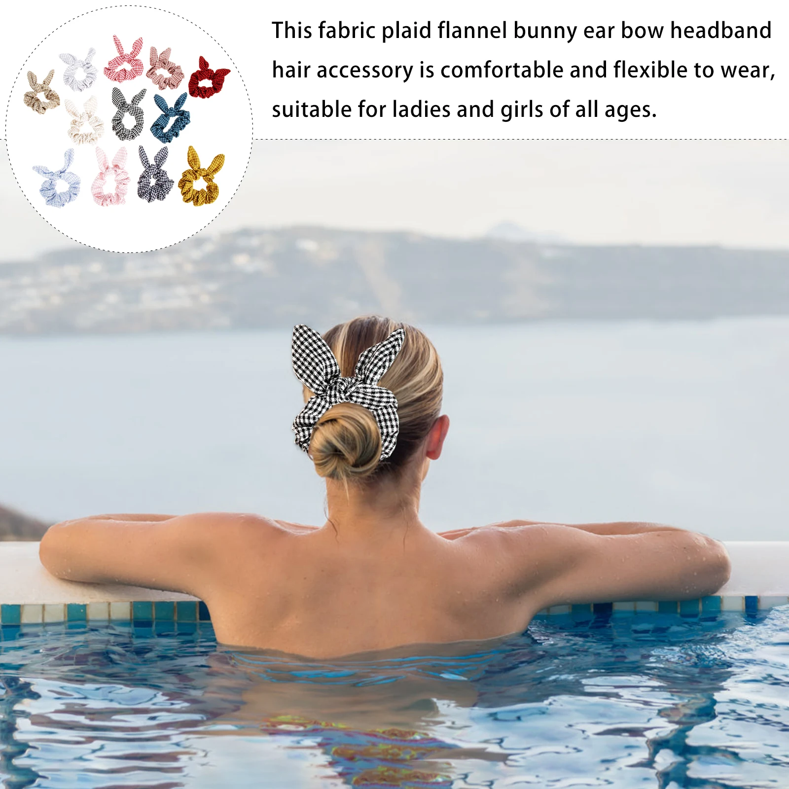 

12pcs Bunny Ear Rings Stylish Elastic Bubble Cloth Ties Accessories For Women Girls Hair Decorations Daily Wear Parties Hair