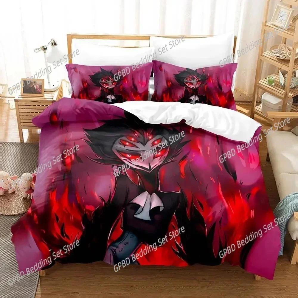 Anime Stolas Helluva Hazbin Hotels Boss 3D Bedding Set Duvet Cover Pillowcases Single Twin Full Queen King Size Home Decor Quilt 3