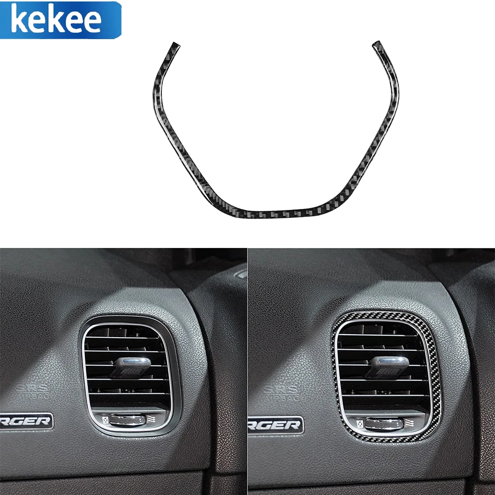 

For Dodge Charger 2015-up Real Carbon Fiber Car Interior Decal Auto Passenger Air Vent Outlet Trim Strip Sticker Accessories LHD