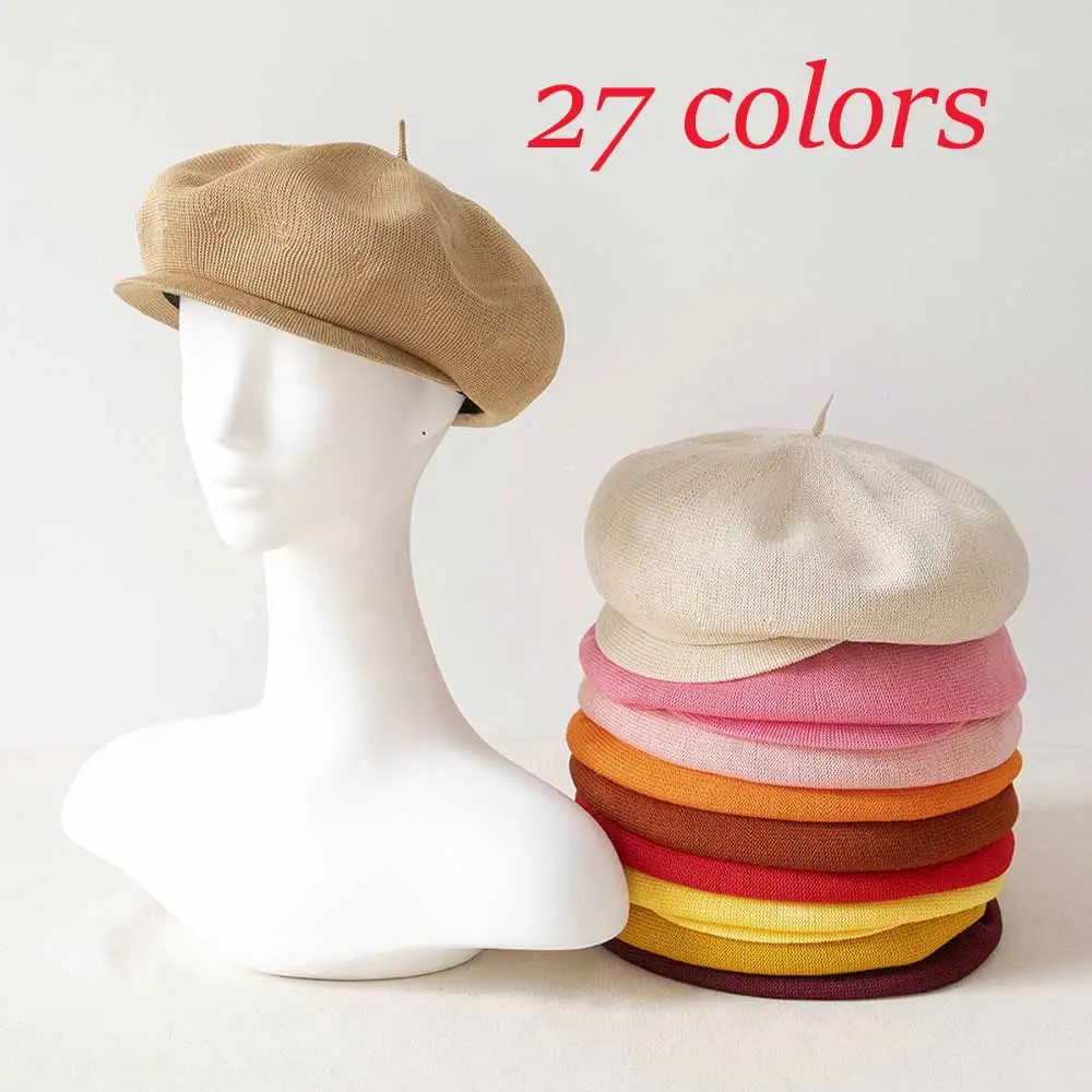 

Knitted breathable ladies beret newsboy cap outdoor travel sun protection cap octagonal hat gorras para hombres