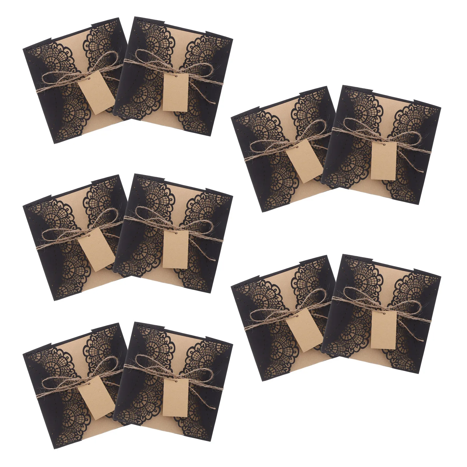 

10 Sets Halloween Spiderweb Invitations Cards Black Hollow Design Party Invitation Envelopes Scary Spooky Greeting Holiday Cards