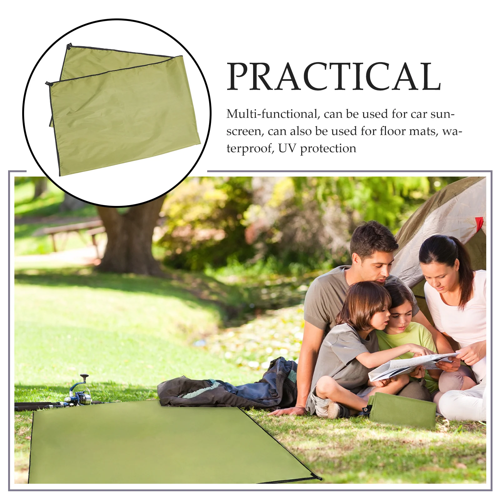 

1Pcs Oxford Cloth Waterproof Ground Mat Camping Tent Moisture-Proof Outdoor Blanket Picnic Beach Hiking Pad Army Green 210x150cm