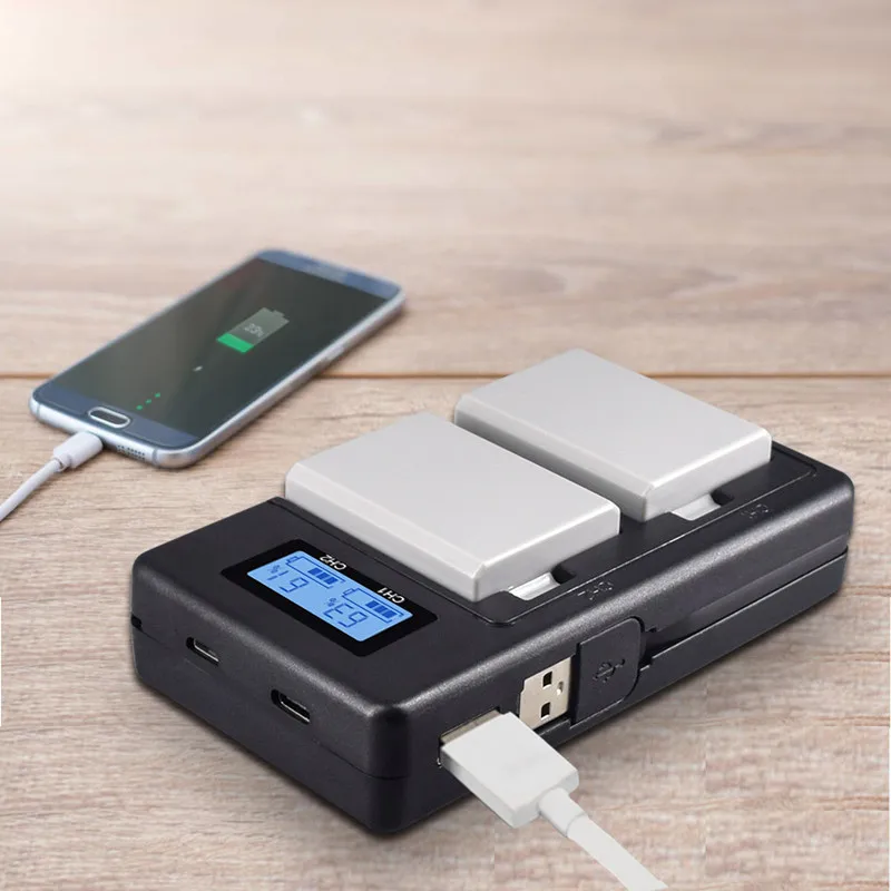USB LCD 스마트 카메라 배터리 충전기 LP-E5, 캐논 EOS100D, 450D, 500D, 1000D, Rebel Xsi, Rebel T1i, KISSX2, KISSX3, KISS F용