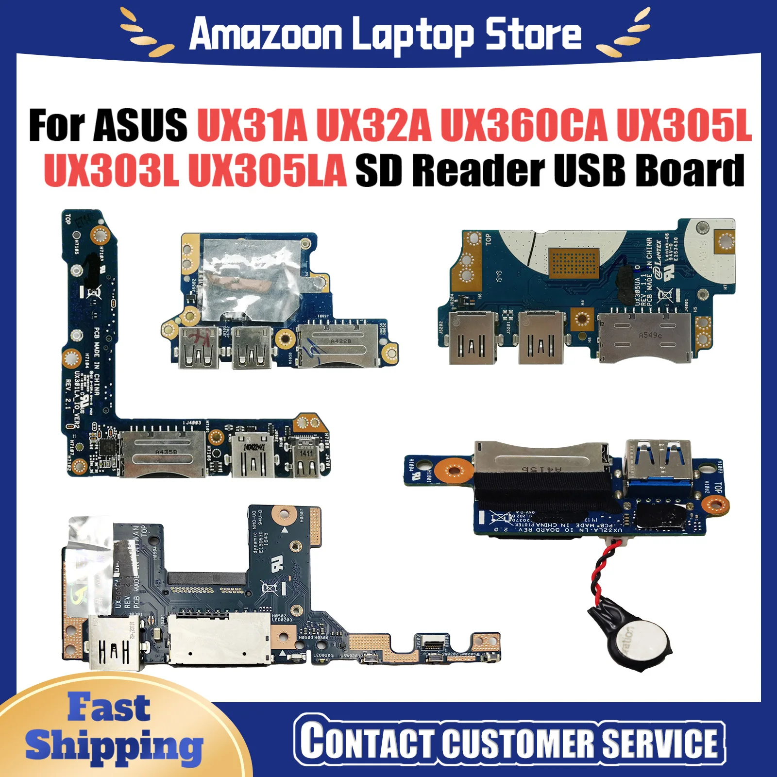 Voor Asus UX31A UX32A UX360CA UX305L UX303L UX305LA UX305U UX305UA UX303UB UX301L UX301LA SD Reader USB Board 100% Getest Snelle Sh