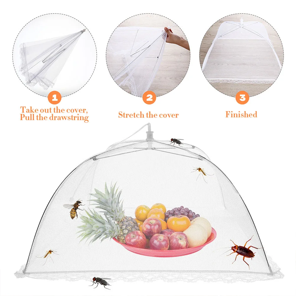 

3pcs Mesh Folding Dishes Covers 3D Design Protector For Outdoor Dining Bbq Camping Picnic Party Foldable Food Tent Kitchen Food