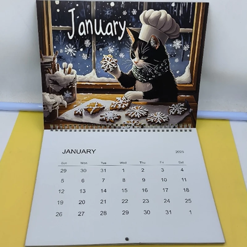 Cooking Cats Calendar 2025 12 Monthly Cute Wall Art Calendar Fun Cooking-Themed Cat Calendar For Foodies And Cat Lovers