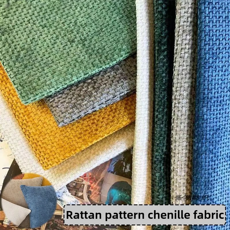 Plain Rattan Pattern Jacquard Chenille Fabric High Quality By The Meter for Bags Upholstery Sofacovers Sewing Soft Cloth Smooth