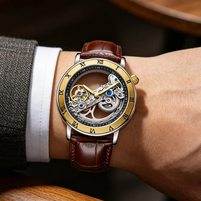 Nuovi orologi creativi da uomo 3ATM custodia trasparente impermeabile orologio meccanico automatico da uomo Tourbillon orologi Relogio Masculino