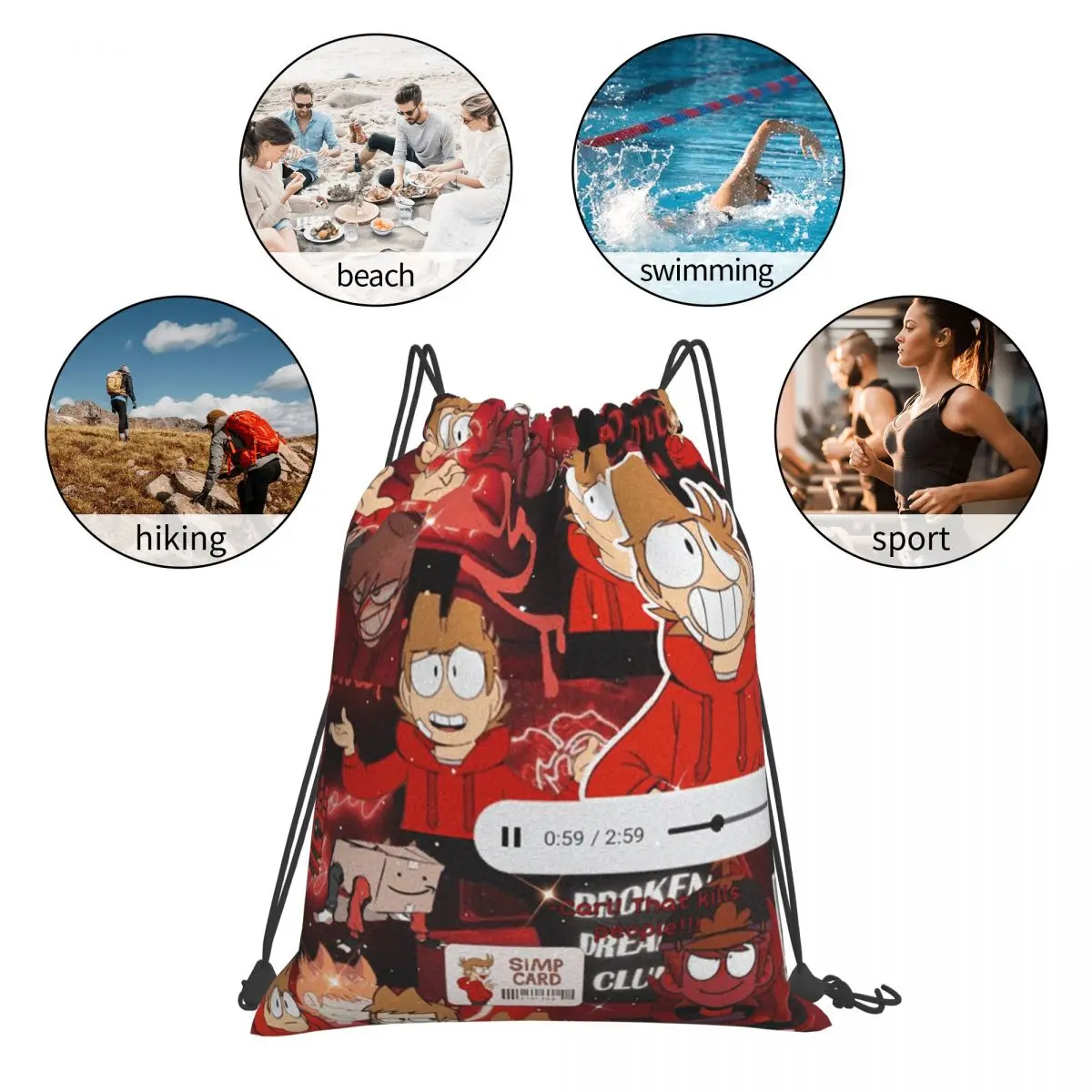 Eddsworld (6) حقائب ظهر عصرية محمولة برباط وحقيبة رياضية للجيب وحقائب كتب لطلاب السفر