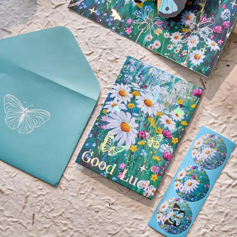 Sobres de mariposa Kawaii para tarjetas postales DIY, cubierta de tarjetas de felicitación para fiesta de boda, papelería coreana para oficina, 5