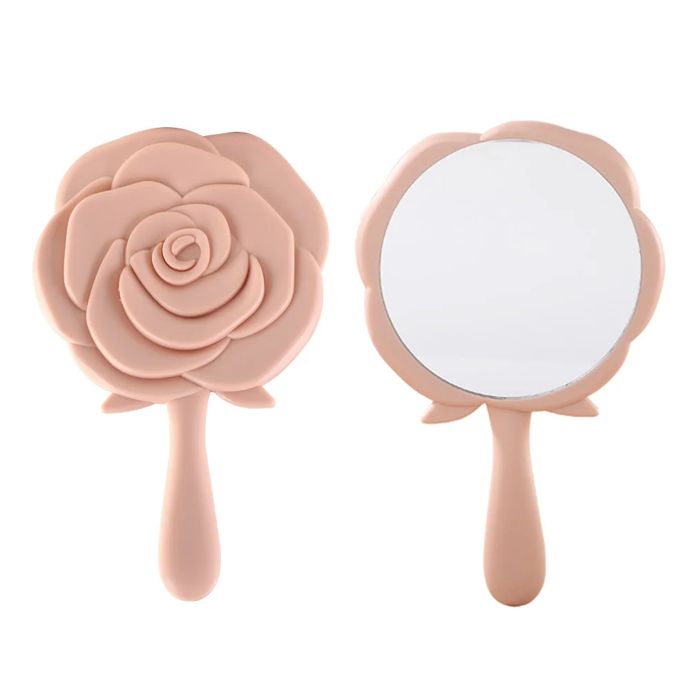 2 pçs em forma de rosa lidar com espelhos portátil leve durável pequeno espelho de vaidade para viagens uso doméstico espelho de maquiagem