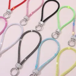 Bling Bling Glitter Rhinestone Mobile Phone Lanyard Diamond Crystal Phone Wrist Straps Keychain Hanging Anti-lost Short Rope