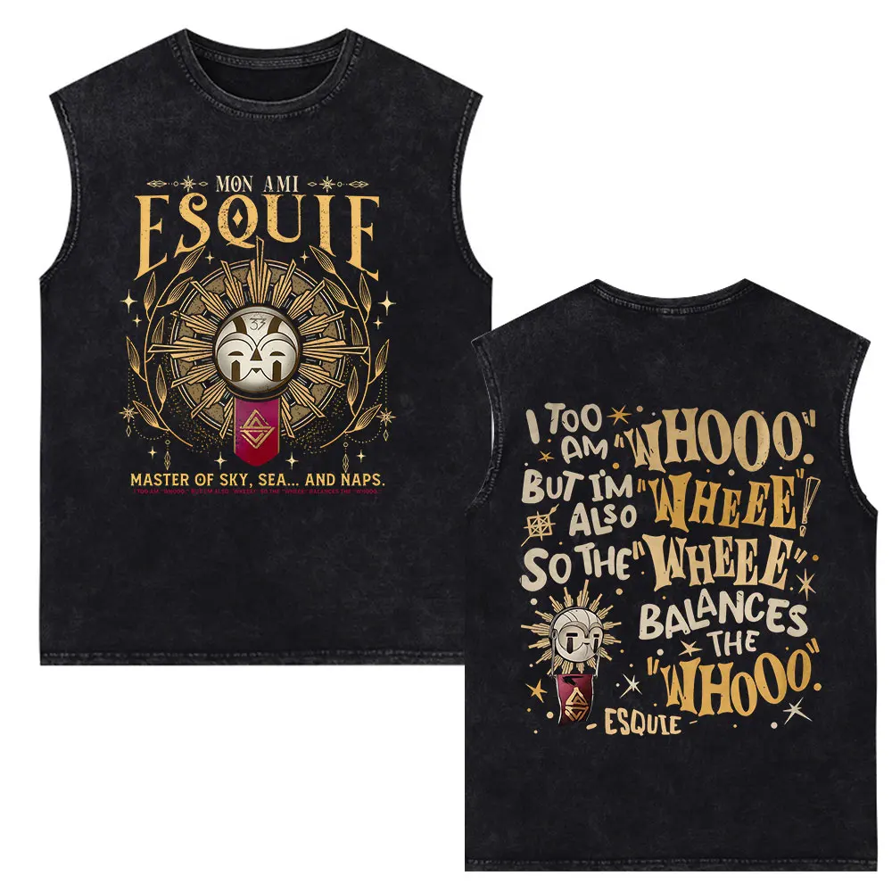 Clair Obscur Expedition 33 Game Vintage Washed Vest Men's Women Fashion Cotton Casual Oversized Sleeveless Tank Tops Streetwear