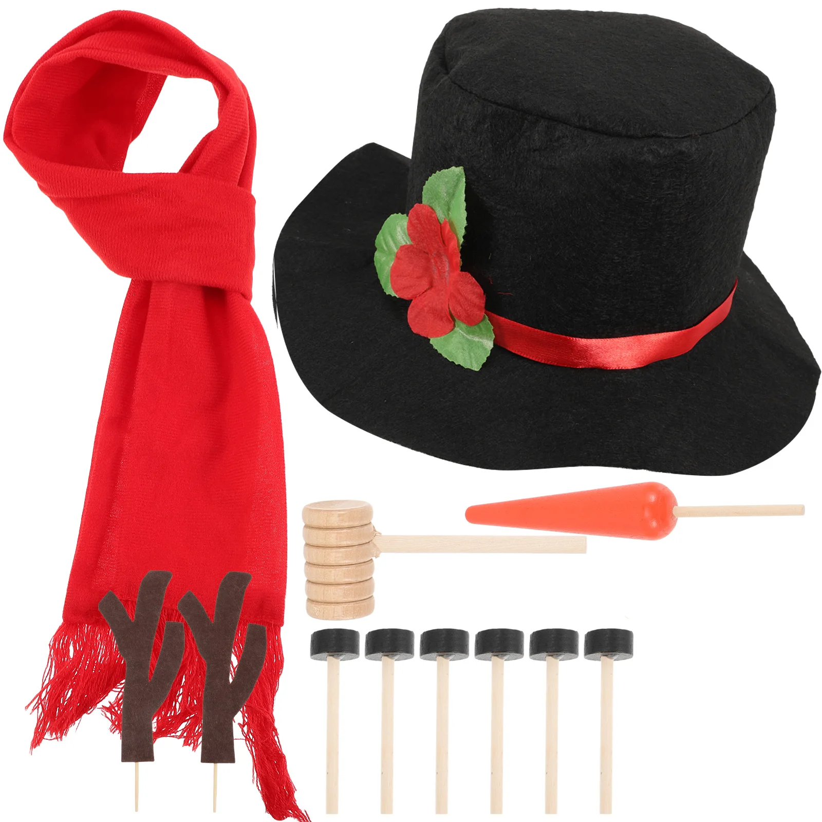 

Dress Up Set Snowman Hat Scarf DIY Christmas Snowman naments Decor Props Winter Kids Activities Reusable Photo