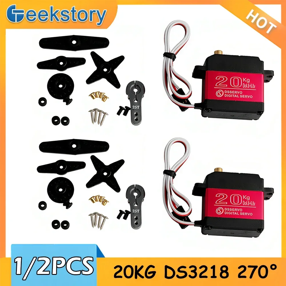 

2 PCS 20KG DS3218 Digital Servo 270 Degree with 25T Servo Arm Metal Gear RC Servo Toys for Airplane Drone Cars Robot