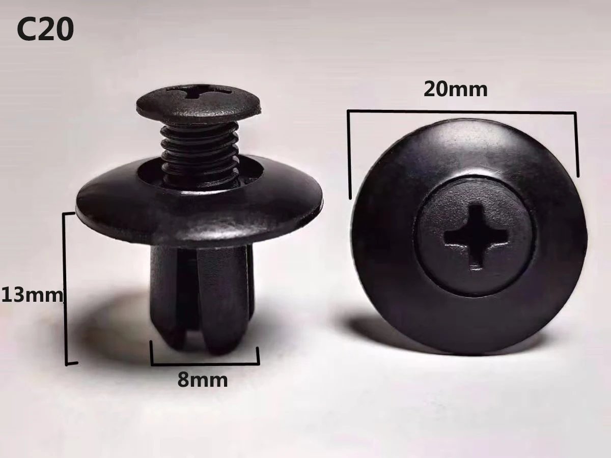 Auto Fastening Clip Fixing Pin Nylon Rivet Fender Push Retainer Pin Rivet Bumper Trim Panel Retainer for Door Trim Panel Vehicle