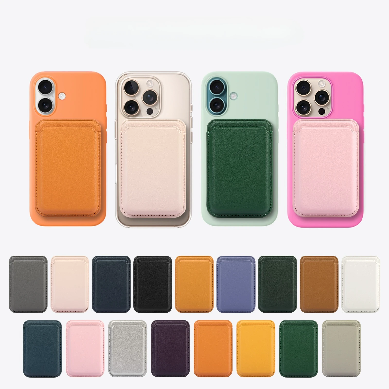 Brieftaschen-Kartenhalter Lederhülle für MagSafe iPhone 13 14 15 16 17 Pro Max Plus Starke Magnetische Brieftaschen-Rückentaschen-Hülle