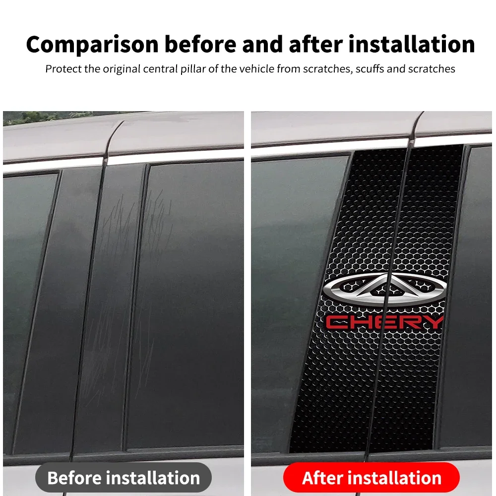 2Pcs Honeycomb Graphic B Pillar Sticker Car Window Decor Decal For Chery Omoda5 C5 Tiggo7 Tiggo8 Tiggo9 Auto Exterior Accessorie