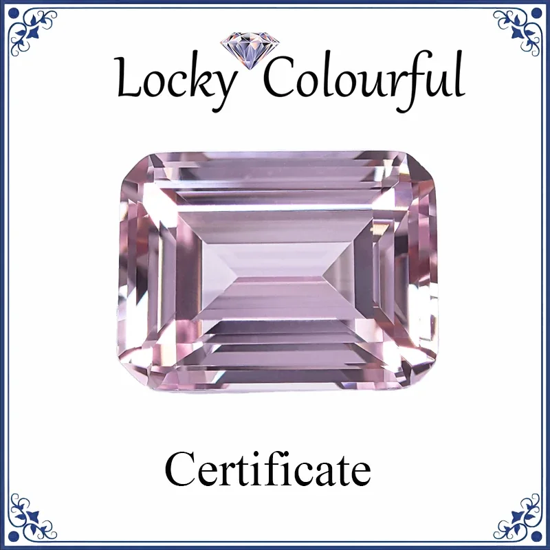 

Lab Grown Sapphire VVS1 Sakura Pink Color Emerald Cut Charms Beads for DIY Jewelry Making Materials Selectable AGL Certificate