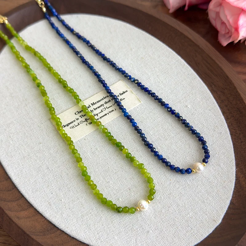 

Minar Retro Green Blue Color Crystal Natural Stone Freshwater Pearl Beaded Necklace for Women Gold Plated Chain Strand Chokers