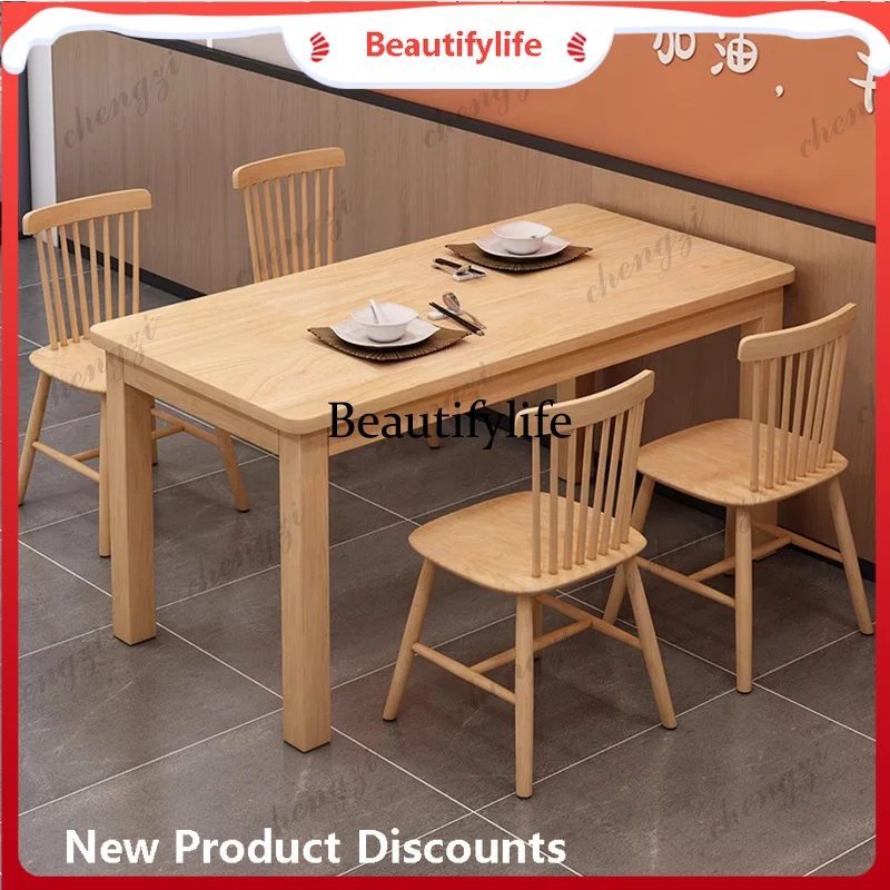 Mesas de Comedor Modernas de Madera Maciza, Estilo Nórdico Simple, Vintage, para Camping, Combinación de Muebles de Cocina
