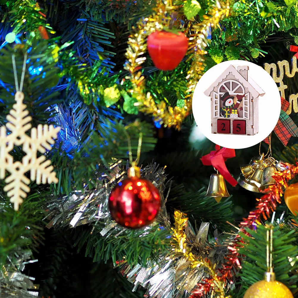 

Wooden Christmas Countdown Calendar Stereo Decorative Ornament Door Tree Fireplace Wall Home Party Decoration Block Desk Gift