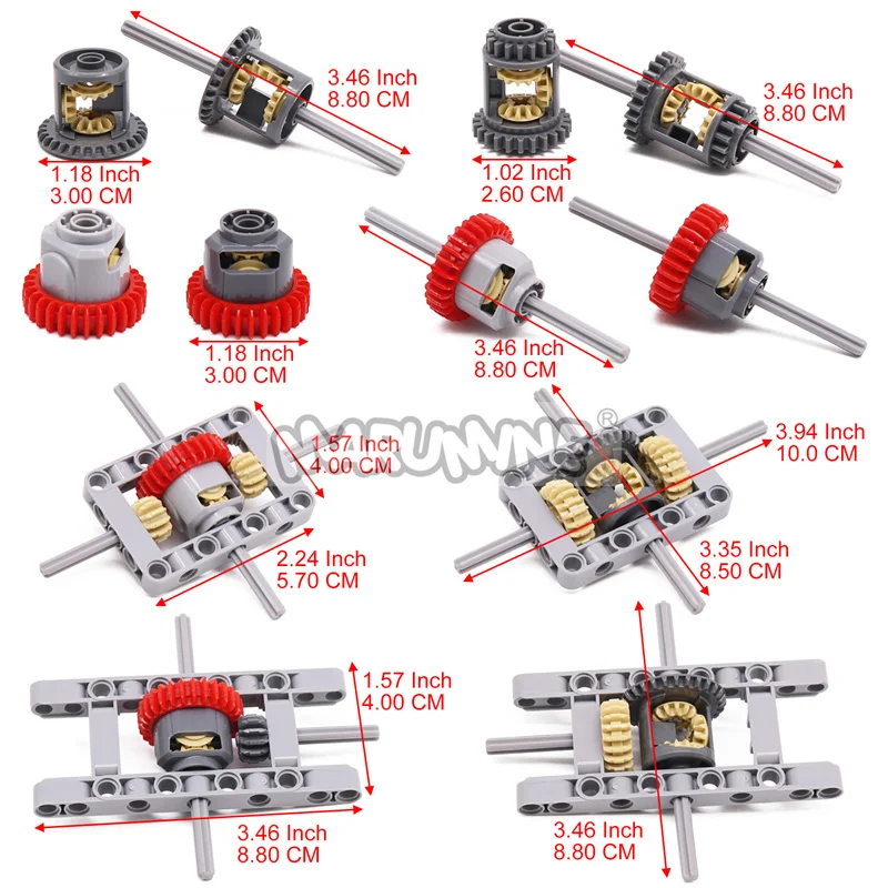 MOC – blocs de construction d'engrenages différentiels de haute technologie, pièces pour la technologie, roues de briques mécaniques 62821 65414 6573 6589 64178 64179