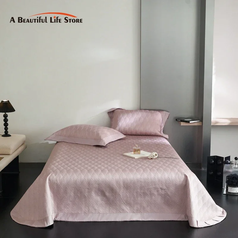 3Pcs Cool Feeling Lyocell Fiber Cotton Quilted Bedspread Bed Cover Mattress Topper Coverlet Bed Sheet Summer Mat With Pillowcase