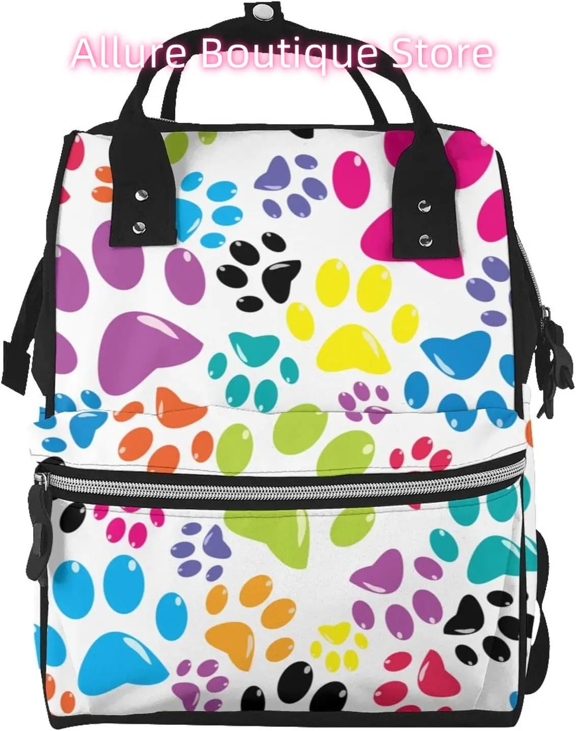 

Colorful Cat Paw Print Diaper Bag Backpack for Women Large Capacity Nappy Bag Multifunction Waterproof Mummy Backpacks for Mom D