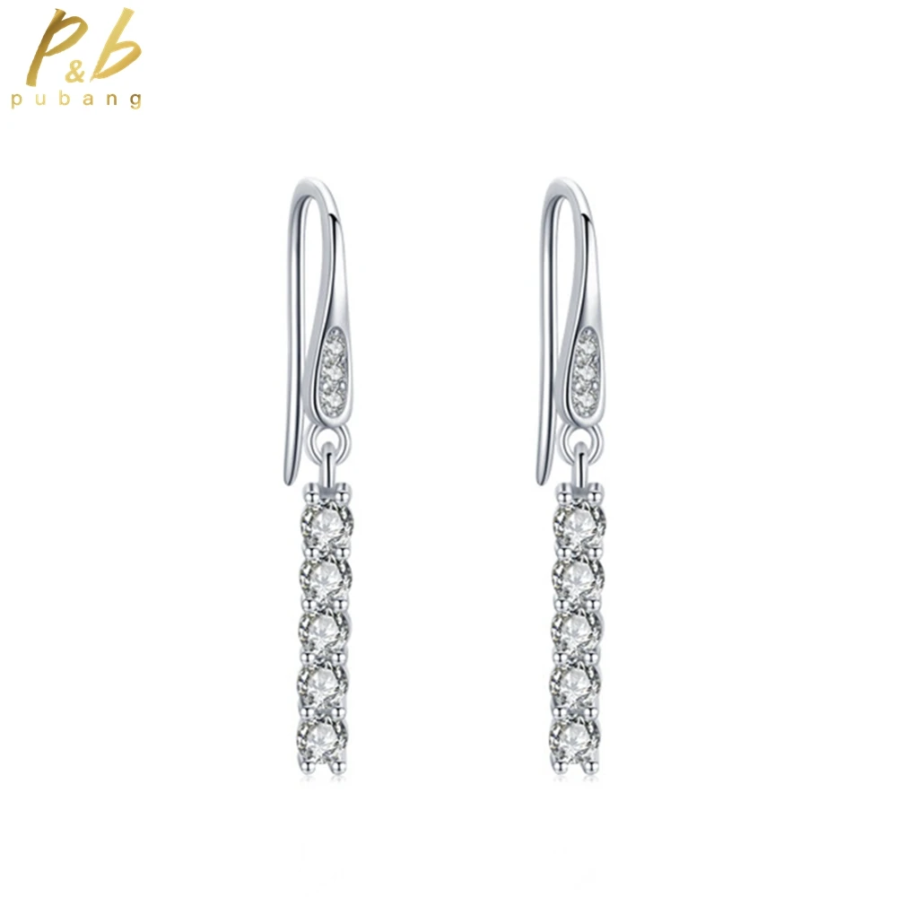 

PuBang Fine Jewelry Real 925 Sterling Silver Classic Luxury High Carbon Diamond Hoop Earrings for Women Party Gift Drop Shipping