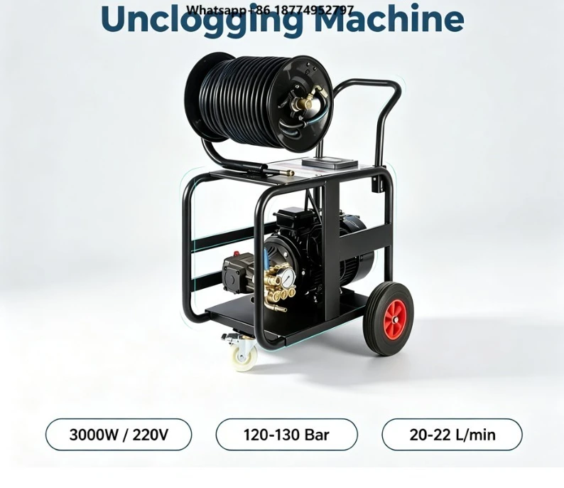3KW Electric Hydro Jet Drain Cleaner Portable Pipe Dredging Machine for Plumbing Maintenance