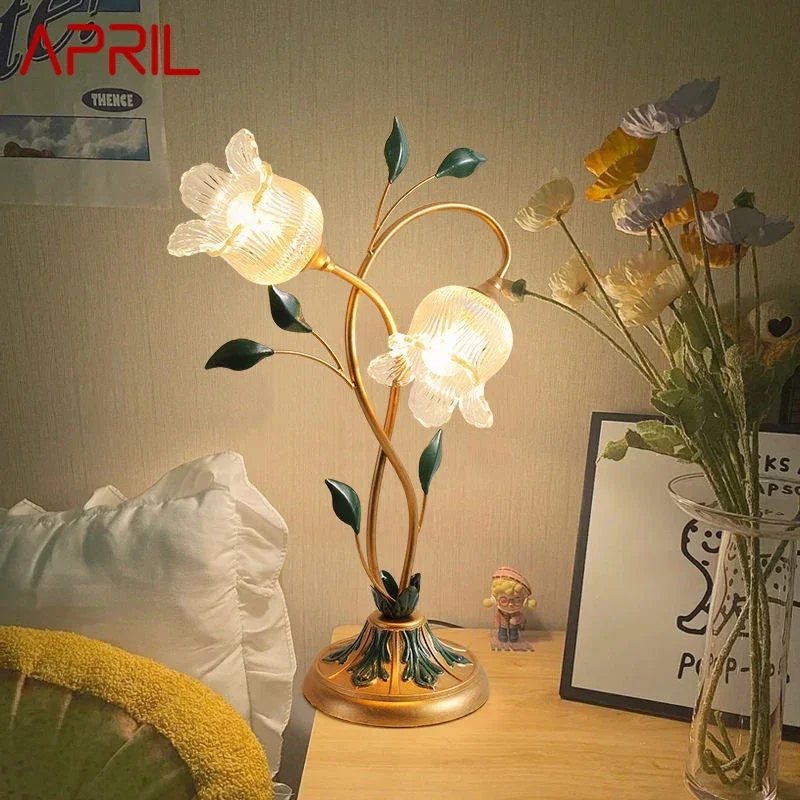APRIL Contemporary Table Lamp French Pastoral LED Creative Flower Living Room Bedroom And Study Home Decoration Desk Lamp